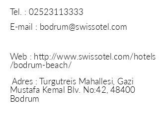 Swissotel Bodrum Beach iletiim bilgileri